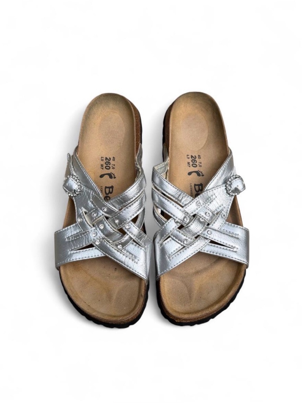 Betula by Birkenstock Krystle Silver Rhinestone Sandals Size 40